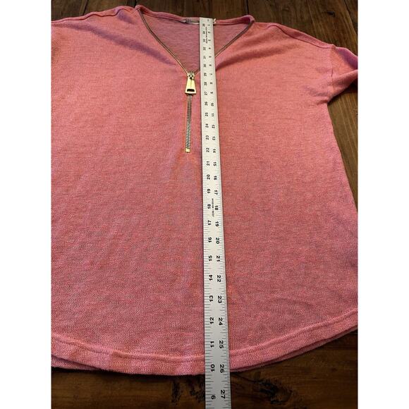 Soft Surrounding Women’s Valentina Zip Sweater Pink Size Medium Knit Top V-neck - Picture 10 of 10